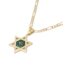 Large 14K Yellow Gold Men's Star of David Pendant with Engraved Chai on Eilat Stone - 3