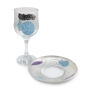 Handmade Glass Kiddush Cup Set With Pomegranate Design By Lily Art (Blue & Purple) - 3