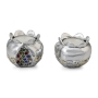  Silver Pomegranate Candlesticks with Colored Jewels and Golden Highlights - Jerusalem - 4