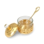 Golden Filigree Honey Dish – Glass & Metal - 3