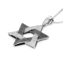 14K Gold Star of David Pendant with Black and White Diamonds - 3