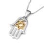 Sterling Silver Hamsa Necklace With Star of David - 8