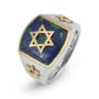 Marina Jewelry 925 Sterling Silver Men's Gold Plated Star of David Ring with Eilat Stone - 1