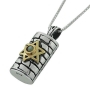 Remember Jerusalem: Silver, Gold & Chrysoberyl Mezuzah Necklace - 1