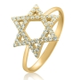 14K Deluxe Gold Star of David with Diamonds Ring - 2