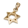 Small 14K Gold Concave Star of David Pendant - 1