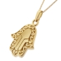 14K Gold Ornamented Hamsa Pendant - 1