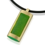 14K Gold Plated & Green Acrylic Shema Yisrael Microfilm Necklace - 2