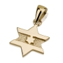 14K Gold Star of David Flag of Israel Pendant - 1