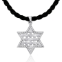 14K Gold Star of David with Woven Pattern and Diamonds - 3