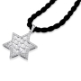 14K Gold Star of David with Woven Pattern and Diamonds - 4