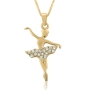 14K Gold and Diamonds Dancing Ballerina Pendant - 1
