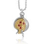 Gold and Silver Open Pomegranate Necklace with Ruby Gemstones - 2