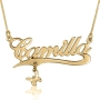 14K Gold Underlined English Name Necklace with Butterfly Charm - 1