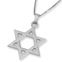 14K Gold Grooved Star of David Pendant Necklace - 2