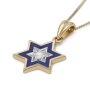 14K Gold and Blue Enamel Star of David Pendant Necklace with Diamond - Choice of Colors - 5