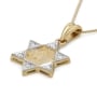 Deluxe 14K Gold and Diamonds Star of David with Old Jerusalem Motif Pendant Necklace  - 5