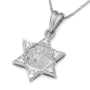 Deluxe 14K Gold and Diamonds Star of David with Old Jerusalem Motif Pendant Necklace  - 6