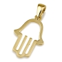 14K Gold Bell Shape Simple Hamsa Pendant  - 1