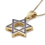 14K Gold Blue Enamel Star of David Diamond Pendant Necklace - Choice of Color - 13