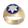 14K Gold & Blue Enamel Star of David Diamond Ring   - 2