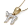 14K Gold Chai Pendant Necklace with Diamonds  - 5
