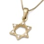 14K Gold Classic Star of David Diamond Pendant Necklace - 1