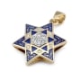 14K Gold Diamond Star of David Pendant Necklace with Blue Enamel - 6