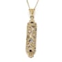 14K Gold Filigree Mezuzah Pendant with Sapphire and Lavender Stones - 4