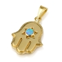 14K Gold Hamsa Pendant with Opal Stone - 1