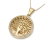 14K Gold Large Tree of Life Pendant Necklace with Sparkling Diamonds  - 2