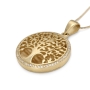 14K Gold Large Tree of Life Pendant Necklace with Sparkling Diamonds  - 3