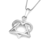 Rafael Jewelry 14K Gold Love Heart Star of David Pendant - 2