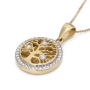 14K Gold Round Tree of Life Pendant Necklace With Diamonds - 5