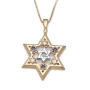 14K Gold Star of David Pendant with Diamonds and Sapphires - 4