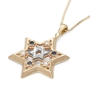 14K Gold Star of David Pendant with Diamonds and Sapphires - 5