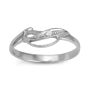 14K White Gold and Diamond Ring With Wavy Design - 2