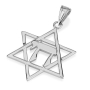 14K Gold Classic Thin Cut Star of David with Chai Pendant - 2
