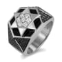 14K White Gold Star of David Black & White Diamond Ring with Black Enamel - 1
