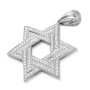 14K White Gold Star of David Pendant with Two Diamond Rows - 1