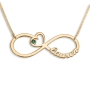 14K Gold English Hebrew Infinity Name Necklace with Heart and Birthstone - 4