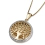 14K Gold Large Tree of Life Pendant Necklace with Sparkling Diamonds  - 4