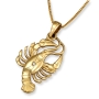 14K Yellow Gold Zodiac Cancer Pendant with Diamond Accent - 1