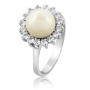 18K White Gold and Pearl Sun Ring   - 3