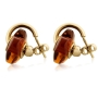 18K Yellow Gold Earrings with Amber Gemstones - 2