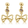 18K Yellow Gold and Cubic Zirconia Butterfly Earrings  - 2