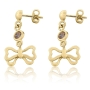 18K Yellow Gold and Cubic Zirconia Butterfly Earrings  - 1