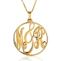 24K Gold Plated Round Personalized Name Necklace - Initials in English - 3