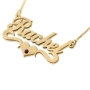 24K Gold Plated Silver Name Necklace in English with Swarovski Birthstone & Underline Scroll with Heart - (Shelly Alegro Script) - 2