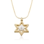 24K Gold Plated and Pearl Star of David Necklace - 1